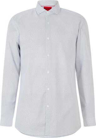 HUGO BOSS Hugo Mannen Microprint Oxford Langslavige Formele Overhemd (Wit)