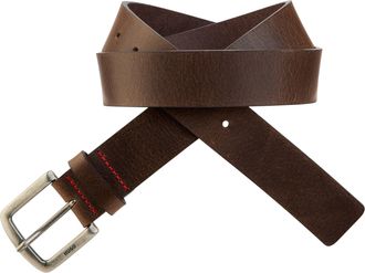 HUGO BOSS Lederg&uuml;rtel HUGO Gordy Sz35, Herren, Gr. 11,5, schwarz braun 205, Leder, unifarben, G&uuml;rtel Lederg&uuml;rtel, mit Logopr&auml;gung an der Schliesse