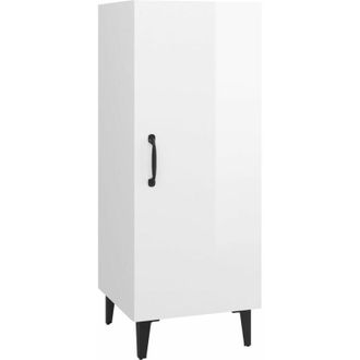 vidaXL Vidaxl - Aparador de madera contrachapada blanco brillante 34,5x34x90 cm