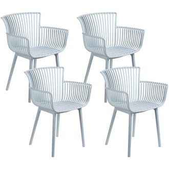 Beliani Beliani - Set di 4 sedie di plastica con braccioli azzurro interno esterno Pesaro