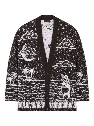 Alanui Ocean Whispers palm-tree graphic cardigan - Black