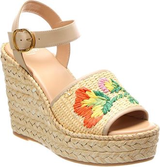Valentino Dnu Pack Valentino Bribri 115 Raffia & Leather Wedge Sandal