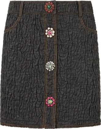 Moschino Denimrok met knopen - Dames - Korte rokken - Blauw - XL - Denim - Rokken