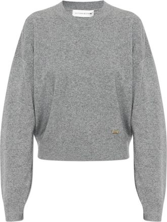 Victoria Beckham Wol trui met ronde hals - Dames - Ronde hals truien - Grijs - S - Wol - Truien & Vesten