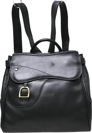 Gucci Backpack Leather Black Leather Backpack Bag (Pre-Owned)