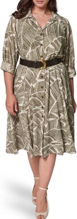DKNY Printed Shirtdress in Lt Olive M at Nordstrom, Size 18W