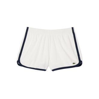 Lacoste Dames Terrycloth Shorts met Contrasterende Rand (Cr&egrave;me/Zwart)