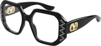 Valentino Glasses, female, Black, Size: 51 MM Geometric Frame Eyeglasses