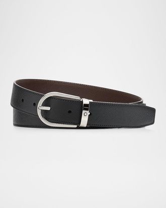 Montblanc Men & apos;s Horseshoe-Buckle Reversible Leather Belt