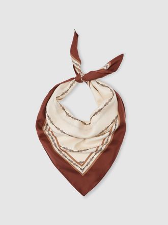 Reiss Tan Silk Chain-print Square Scarf