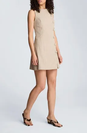 Kenneth Cole Texture Button Front Sleeveless Sheath Dress in Burlap at Nordstrom, Size 14