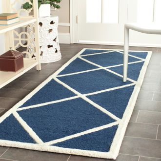 Safavieh Cambridge Hand Made Area Rug, Navy / Ivory Contemporary Style Non-Shedding
