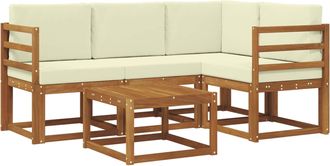 vidaXL Conjunto De Sof&aacute;s De Exterior 5 Uds. Natural Y Crema Vidaxl
