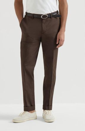 Brunello Cucinelli Italian fit trousers in Brown at Nordstrom, Size 54 It