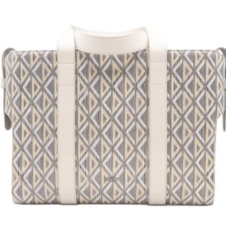 Dior Gray White Leather Tote Bag (Pre-Owned)