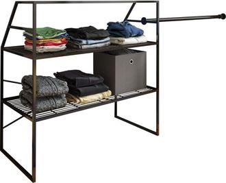 ebuy24 Armadio in metallo vcm armadio aperto walk-in mensola inclinata dimensioni ca. l. 100 x a. 100 x p. 50 cm - Disco (Nero)