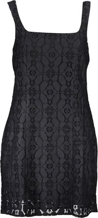 Desigual Square Neck Sleeveless Dress - Dames - Korte kleedjes - Zwart - L - Leer - Kleedjes