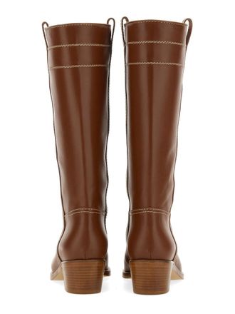 Fay Calf Leather Boot - Brown
