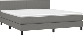 vidaXL Cama Box Spring Con Colch&oacute;n Y Led Tela Gris Oscuro 180x200 Cm Vidaxl