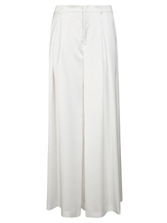 Andamane White Wide-Leg Trousers with High Waist