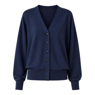 Meimeij Korte Cardigan met Kimonomouwen - Dames - Truien - Blauw - Maat: XS Katoen