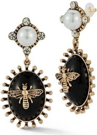 Sphera Milano Faux Pearl Bee Oval Drop Earrings in Gold/black at Nordstrom Rack