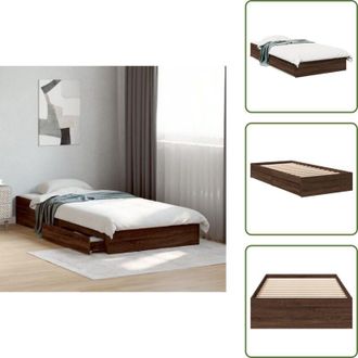 vidaXL Letto in legno - vidaXL Giroletto Cassetti Rovere Marrone 75x190 cm Legno Multistrato - Cassetti in compensato