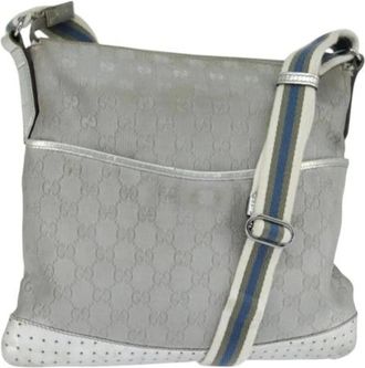 Gucci Pre-owned Cross Body Bags, female, Gray, Size: ONE SIZE Pre-owned Canvas Cross Body Bag