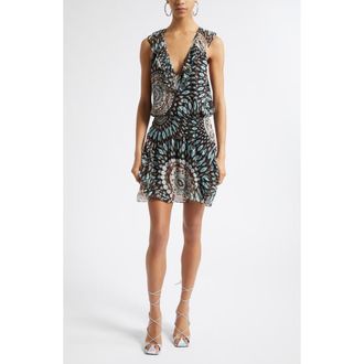 Ramy Brook Morgan Medallion Silk Minidress in Multi Medallion at Nordstrom, Size Xx-Large
