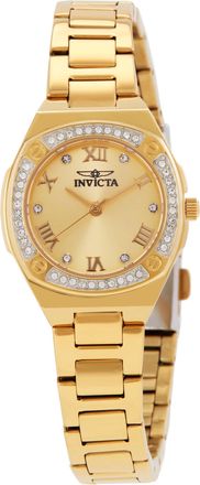 Invicta Specialty Quartz Crystal Gold Dial Ladies Watch 50383