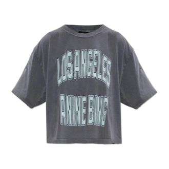 Anine Bing T-Shirts, female, Gray, Size: M Johnny T-shirt