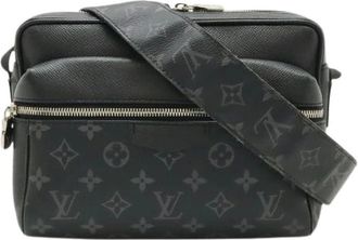 Louis Vuitton Pre-owned Cross Body Bags, male, Black, Size: ONE SIZE Pre-owned Outdoor Messenger PM Monogram Eclipse Taiga Shoulder Bag