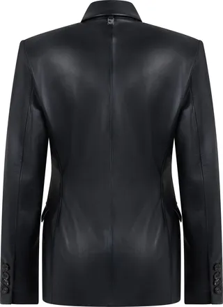 Giuseppe Di Morabito Womens Blazer Double-Breasted Leather Black Calfskin Jackets