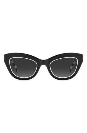Carolina Herrera 51mm Gradient Cat Eye Sunglasses in Black White /Grey Shaded at Nordstrom Rack