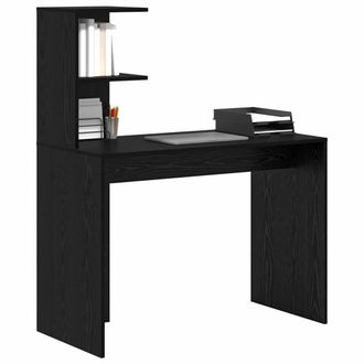 Berkfield Home Modern Black Oak Writing Desk Black Oak MDF, laminate Compact Shelving