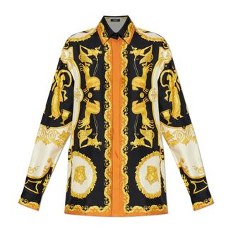 Versace Shirts, female, Multicolor, Size: 3XS Silk Shirt