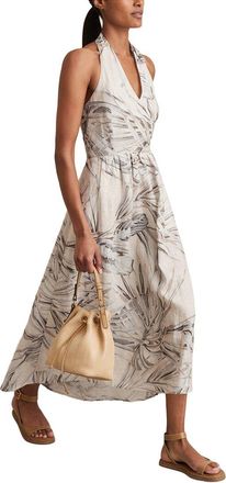Reiss Carla Palm Printed Linen Dress