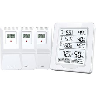 OEM Termohigr&oacute;metro Digital T&aacute;ctil Con Alarma, Pantalla Grande, Para Interior Y Exterior, Blanco, 10,4 X 2,5 X 12 Cm