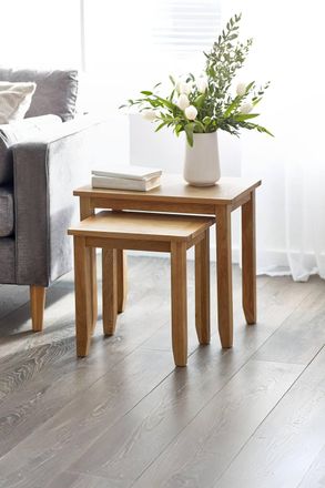 Julian Bowen Mallory Nest of 2 Side Tables in Light Oak