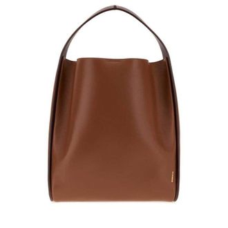 Jil Sander Caramel Leather Pivot Bucket Bag Grape Borse A Secchiello
