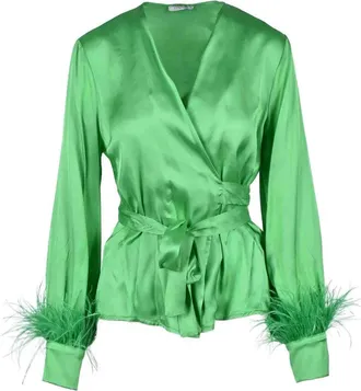 Motel Green Feathered Viscose Shirt