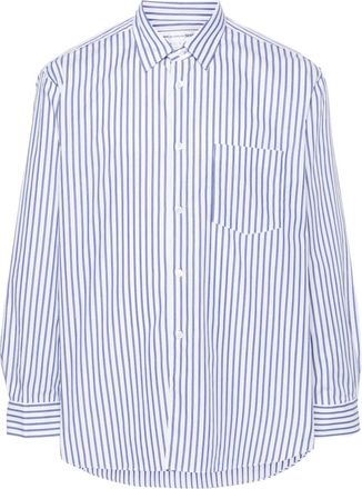 Comme Des Gar&ccedil;ons Gestreept katoenen overhemd - Heren - Casual Overhemden - Blauw - L - Katoen - Overhemden