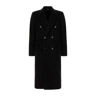 Dolce & Gabbana Double-Breasted Coats, male, Black, Size: M Wool Overcoat
