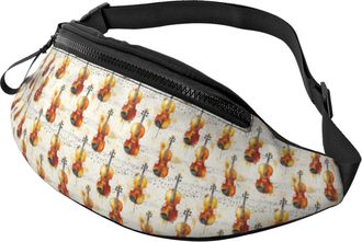 Generic Vintage Cello Print Belt Bag Waist Pack Adjustable Waistpacks For Shopping Workout Sport 14X35Cm