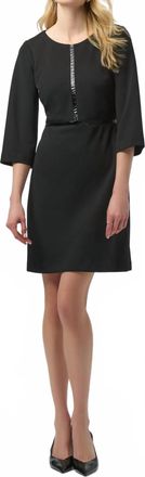 Joseph Ribkoff Scuba Crepe And Leatherette A-Line Dress In Black
