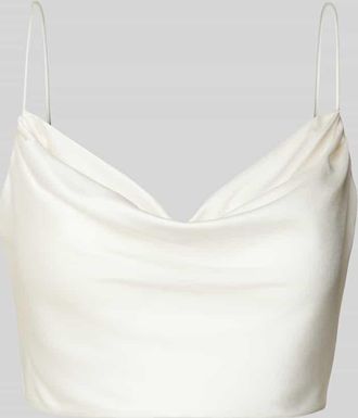 Jake*s Crop Top mit Wasserfall-Ausschnitt in Ecru, Größe 40