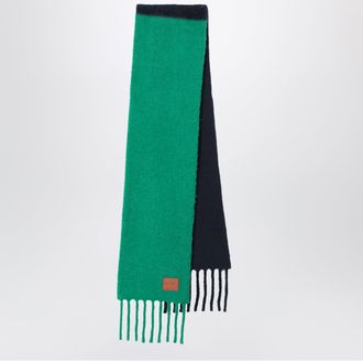Loewe Sciarpa bicolore verde/blu in alpaca e lana