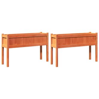 Berkfield Home Garden Planters 2 pcs with Legs Wax Brown Solid Wood Pine