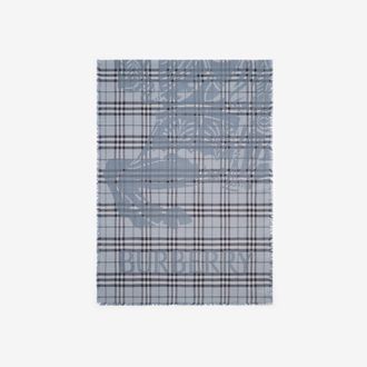 Burberry Wide EKD Check Wool Silk Scarf