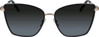 Ferragamo Vara 59mm Rectangular Sunglasses in Rose Gold/black at Nordstrom Rack